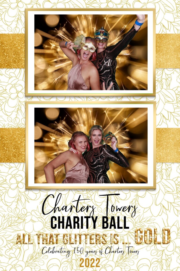 gold charity ball photo booth template with two photos